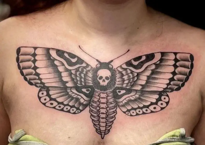 Death Moth Tattoo on the Chest 6 50+ Death Moth Tattoos That Will Leave You Breathless