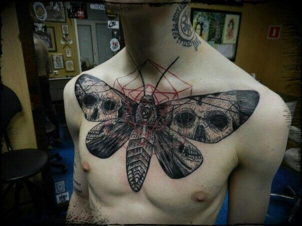 Death Moth Tattoo on the Chest 8 50+ Death Moth Tattoos That Will Leave You Breathless