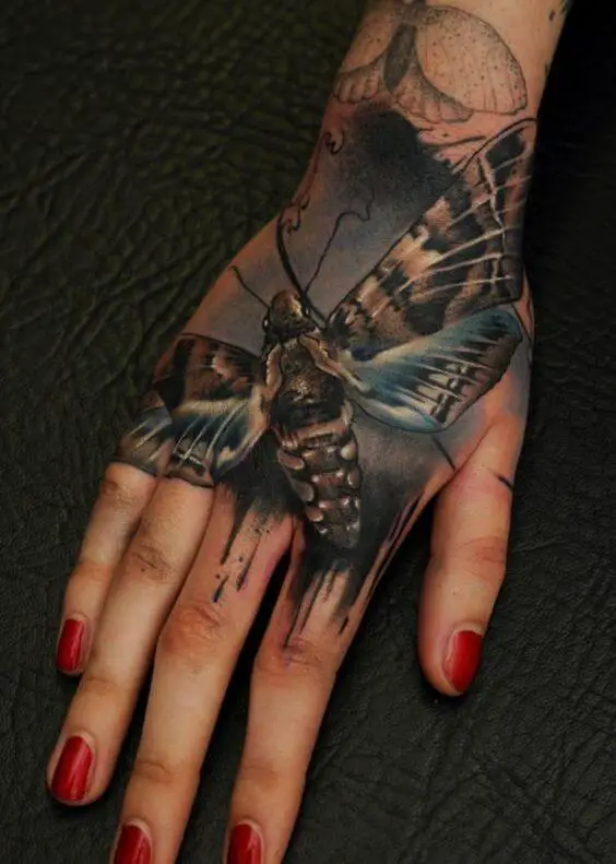Death Moth Tattoo on the Hand 50+ Death Moth Tattoos That Will Leave You Breathless