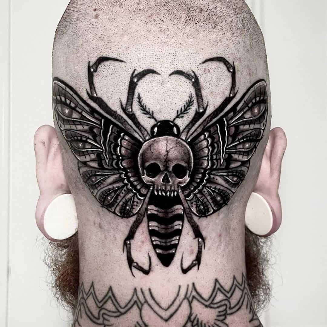 Death Moth Tattoo on the Head 4 50+ Death Moth Tattoos That Will Leave You Breathless