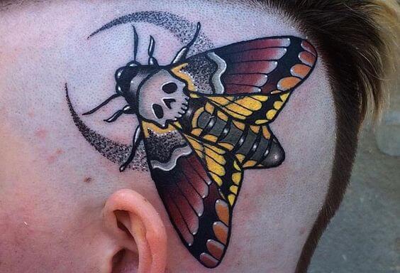 Death Moth Tattoo on the Head 50+ Death Moth Tattoos That Will Leave You Breathless