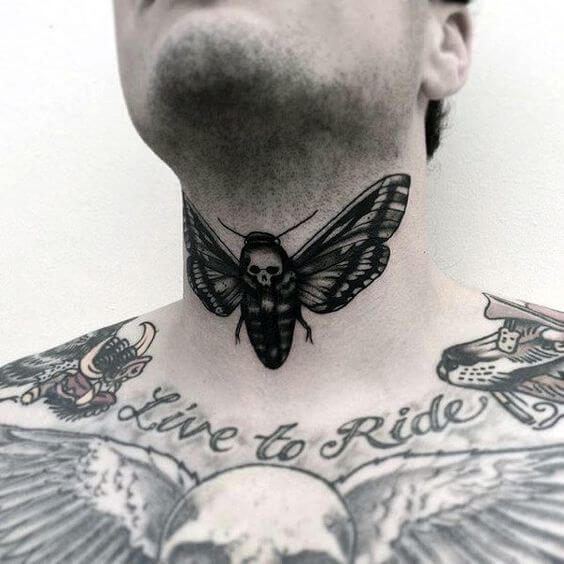 Death Moth Tattoo on the Neck 2 50+ Death Moth Tattoos That Will Leave You Breathless