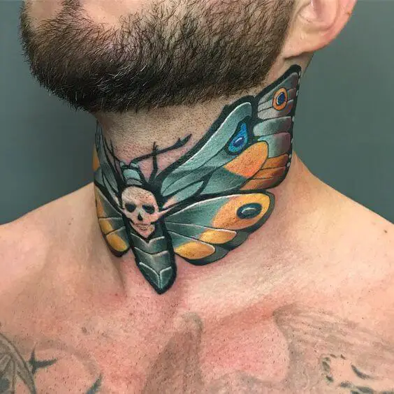 Death Moth Tattoo on the Neck 4 50+ Death Moth Tattoos That Will Leave You Breathless