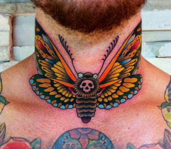 Death Moth Tattoo on the Neck 5 50+ Death Moth Tattoos That Will Leave You Breathless