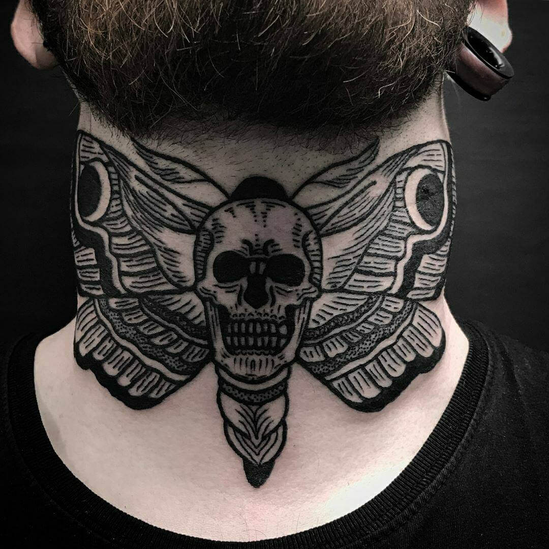 Death Moth Tattoo on the Neck 50+ Death Moth Tattoos That Will Leave You Breathless