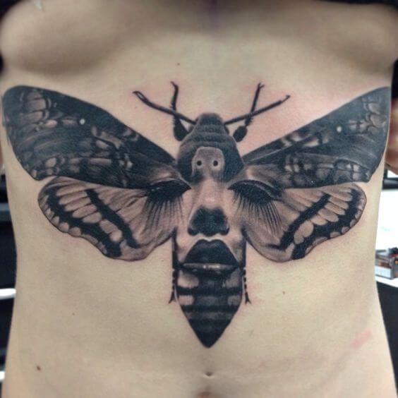 Death Moth Tattoo on the Sternum 5 50+ Death Moth Tattoos That Will Leave You Breathless