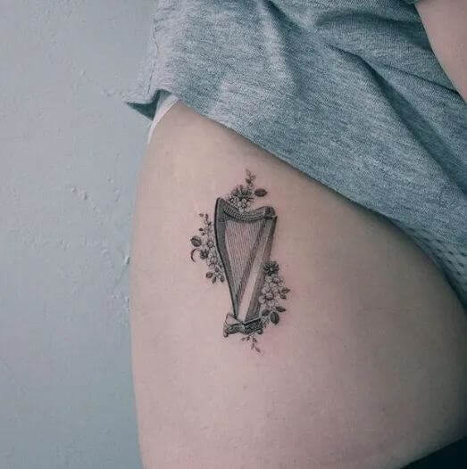 Irish Harp Tattoo 1 50+ Irish Tattoos for Women (How to Choose Your Inking Style)