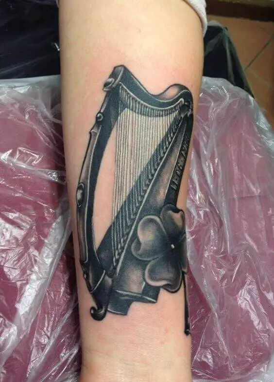 Irish Harp Tattoo 4 1 50+ Irish Tattoos for Women (How to Choose Your Inking Style)