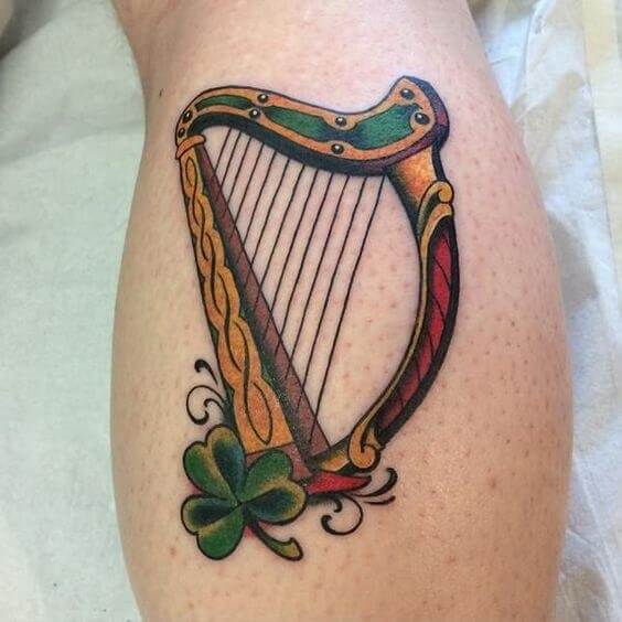 Irish Harp Tattoo 5 1 50+ Irish Tattoos for Women (How to Choose Your Inking Style)