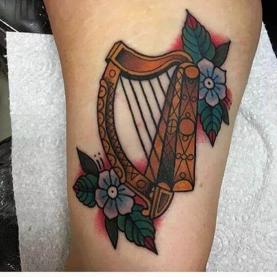 Irish Harp Tattoo 6 50+ Irish Tattoos for Women (How to Choose Your Inking Style)