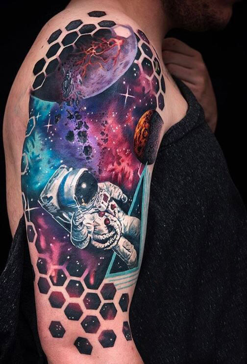 3D Space Tattoo 6 50+ Space Tattoo Design Ideas (For Men & Women): Meaning And Meaning Of The Tattoo