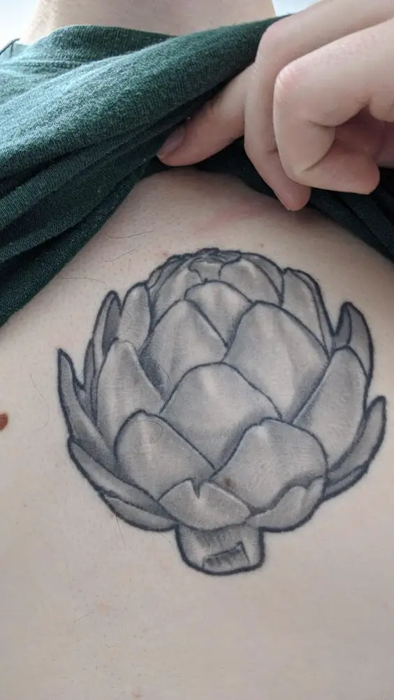 Artichoke Tattoo on the Chest 2 Artichoke Tattoo: Everything You Need To Know (30+ Cool Design Ideas)
