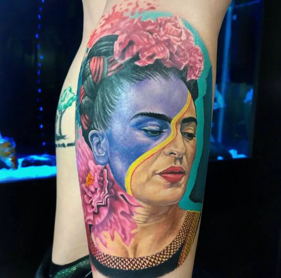 Colourful Frida Kahlo Tattoo 2 80+ Famous Frida Kahlo Tattoo Designs (Inspirational, Meaningful And Meaningless)