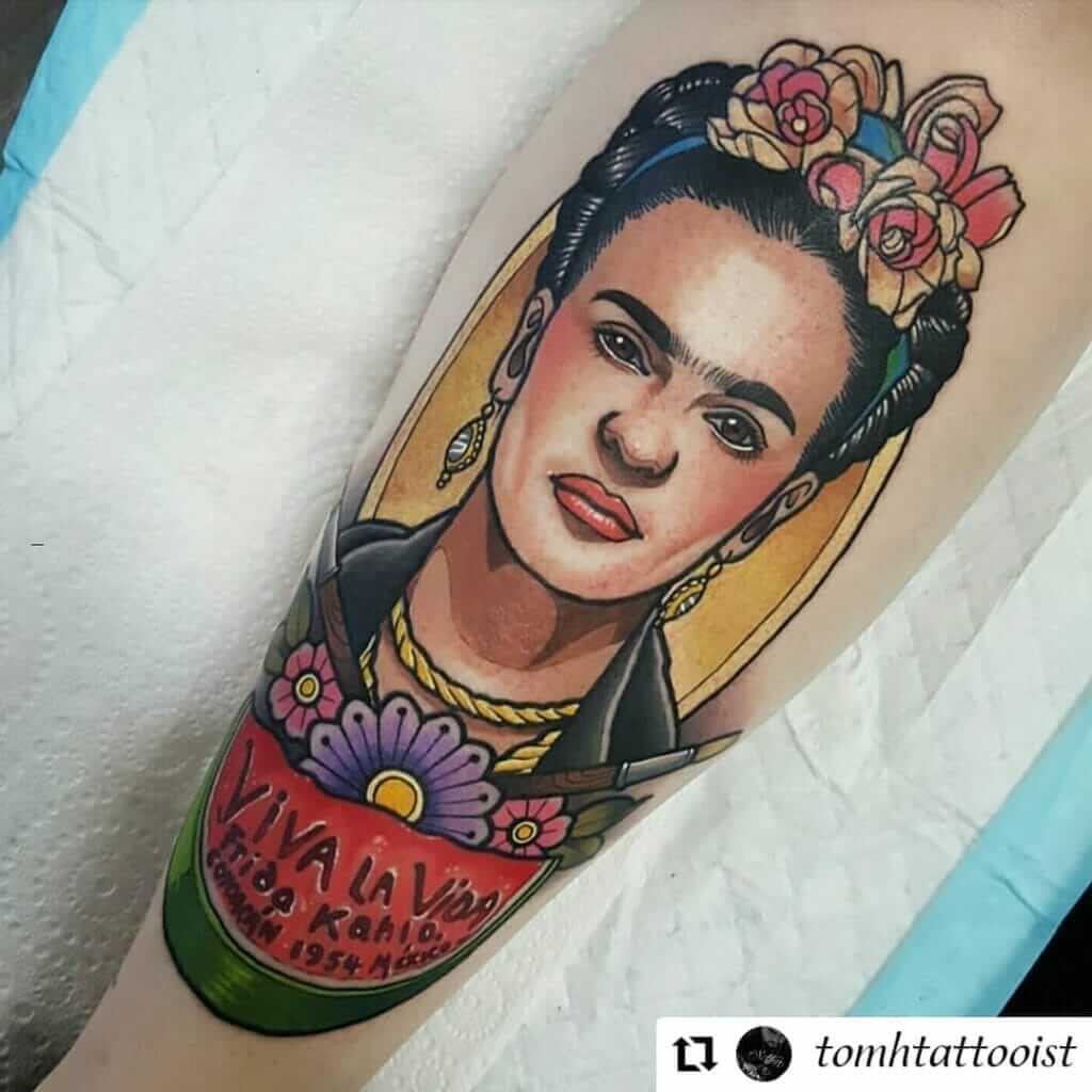 Colourful Frida Kahlo Tattoo 4 80+ Famous Frida Kahlo Tattoo Designs (Inspirational, Meaningful And Meaningless)