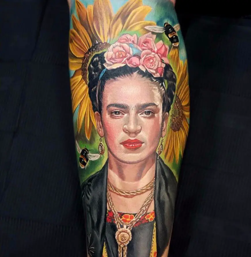 Colourful Frida Kahlo Tattoo 6 80+ Famous Frida Kahlo Tattoo Designs (Inspirational, Meaningful And Meaningless)