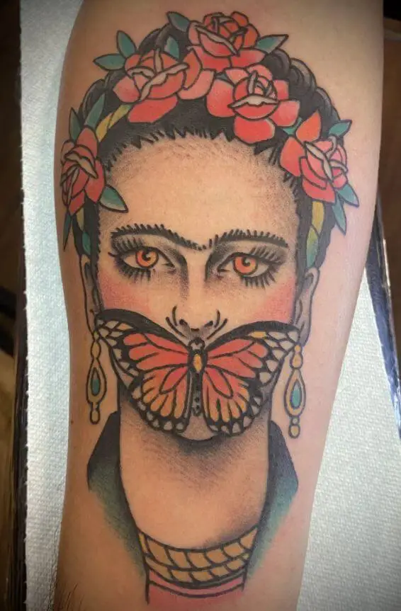 Colourful Frida Kahlo Tattoo 7 80+ Famous Frida Kahlo Tattoo Designs (Inspirational, Meaningful And Meaningless)