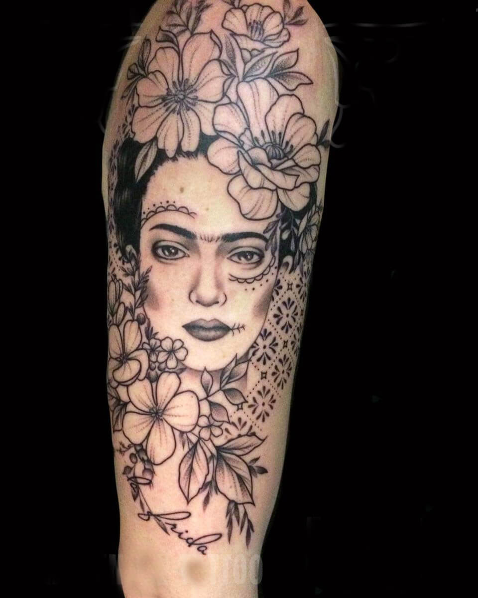 Frida Kahlo Flower Tattoo 2 80+ Famous Frida Kahlo Tattoo Designs (Inspirational, Meaningful And Meaningless)