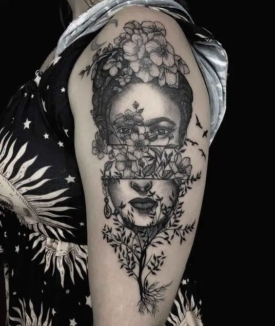 Frida Kahlo Flower Tattoo