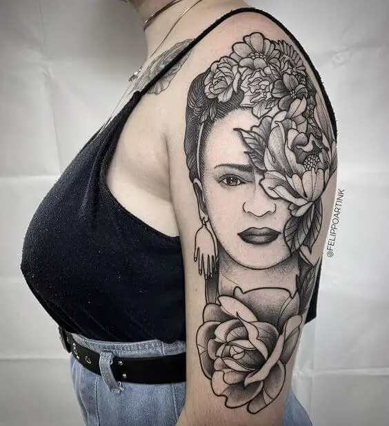 Frida Kahlo Flower Tattoo 5 80+ Famous Frida Kahlo Tattoo Designs (Inspirational, Meaningful And Meaningless)