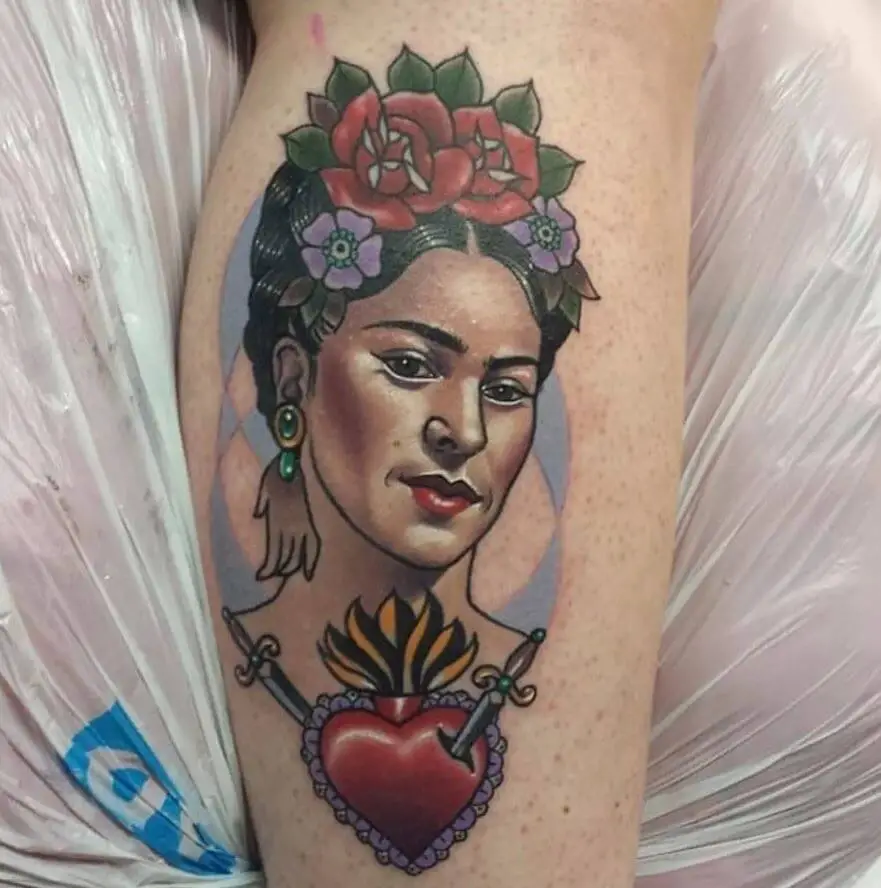 Frida Kahlo Heart Tattoo 6 80+ Famous Frida Kahlo Tattoo Designs (Inspirational, Meaningful And Meaningless)