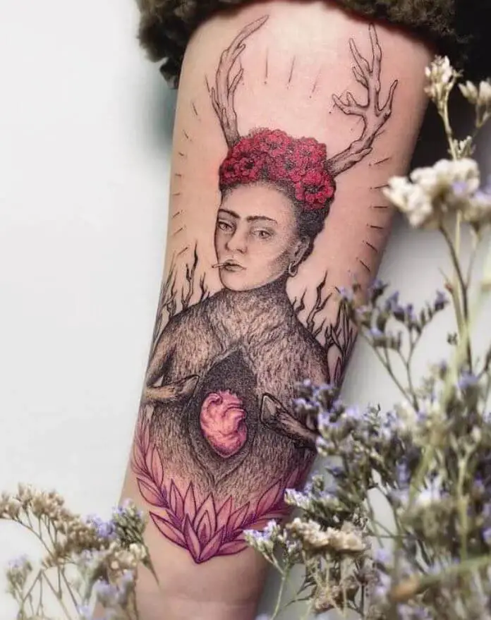 Frida Kahlo Heart Tattoo 7 80+ Famous Frida Kahlo Tattoo Designs (Inspirational, Meaningful And Meaningless)