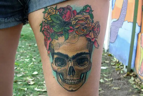Frida Kahlo Skull Tattoo 11 80+ Famous Frida Kahlo Tattoo Designs (Inspirational, Meaningful And Meaningless)