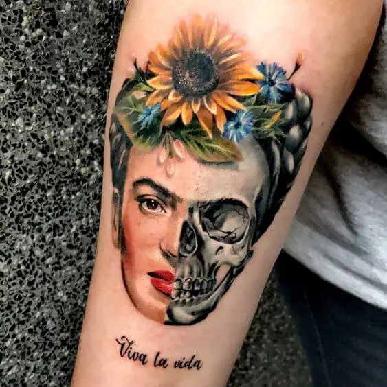 Frida Kahlo Skull Tattoo