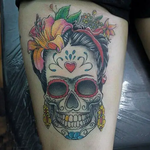 Frida Kahlo Skull Tattoo 9 80+ Famous Frida Kahlo Tattoo Designs (Inspirational, Meaningful And Meaningless)