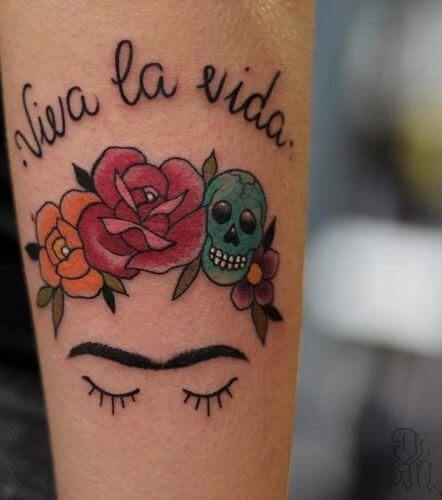 Frida Kahlo Tattoo Viva La Vida 11 80+ Famous Frida Kahlo Tattoo Designs (Inspirational, Meaningful And Meaningless)