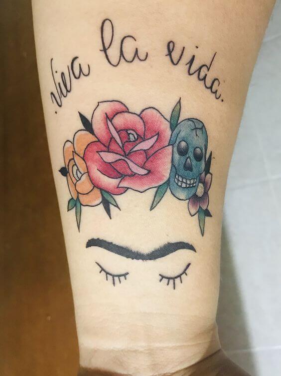 Frida Kahlo Tattoo Viva La Vida 12 80+ Famous Frida Kahlo Tattoo Designs (Inspirational, Meaningful And Meaningless)