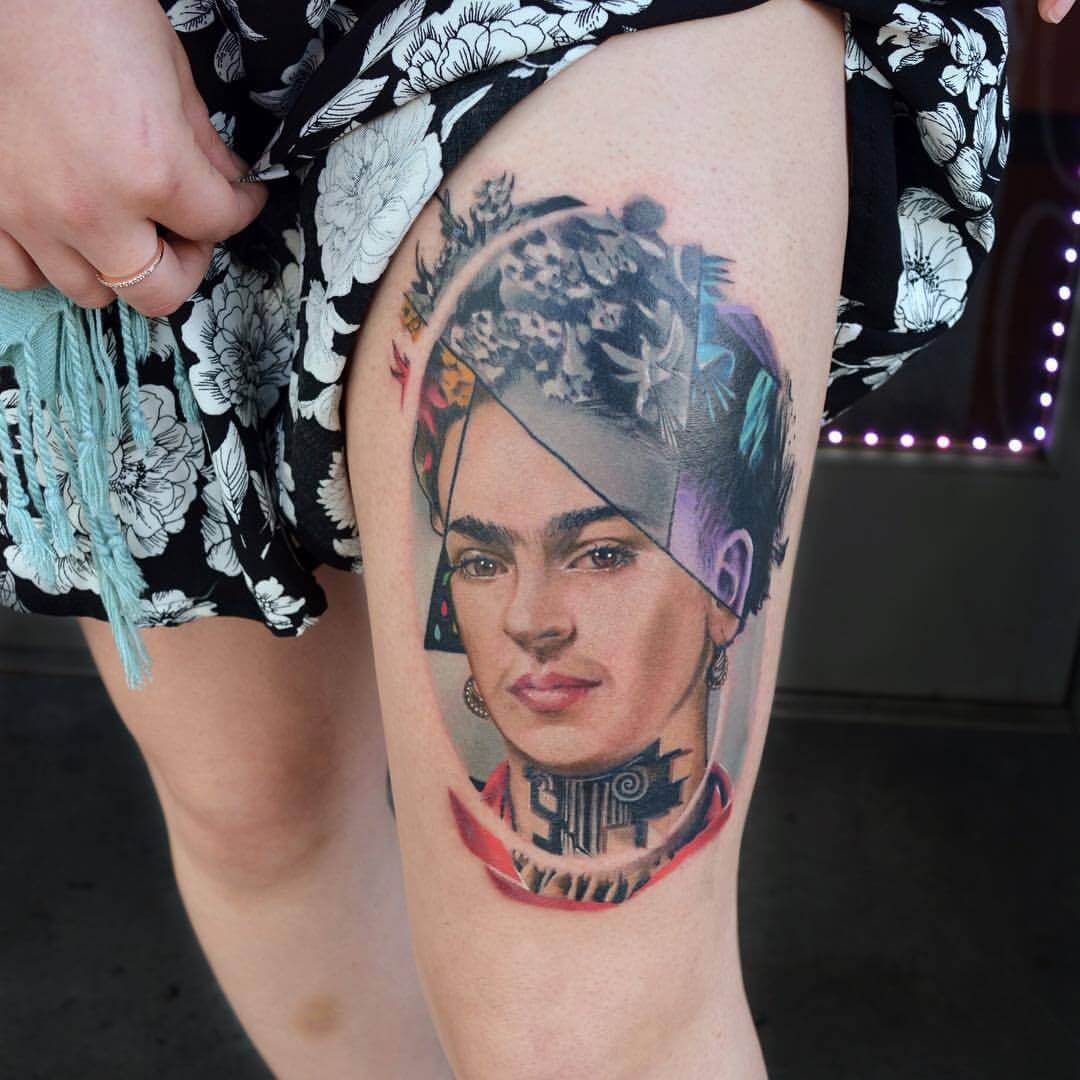 Frida Kahlos Realistic Tattoo 10 80+ Famous Frida Kahlo Tattoo Designs (Inspirational, Meaningful And Meaningless)
