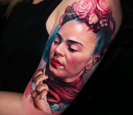 Frida Kahlos Realistic Tattoo 80+ Famous Frida Kahlo Tattoo Designs (Inspirational, Meaningful And Meaningless)