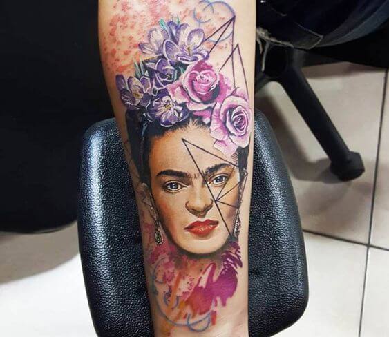 Geometrical Frida Kahlo Tattoo 2 1 80+ Famous Frida Kahlo Tattoo Designs (Inspirational, Meaningful And Meaningless)