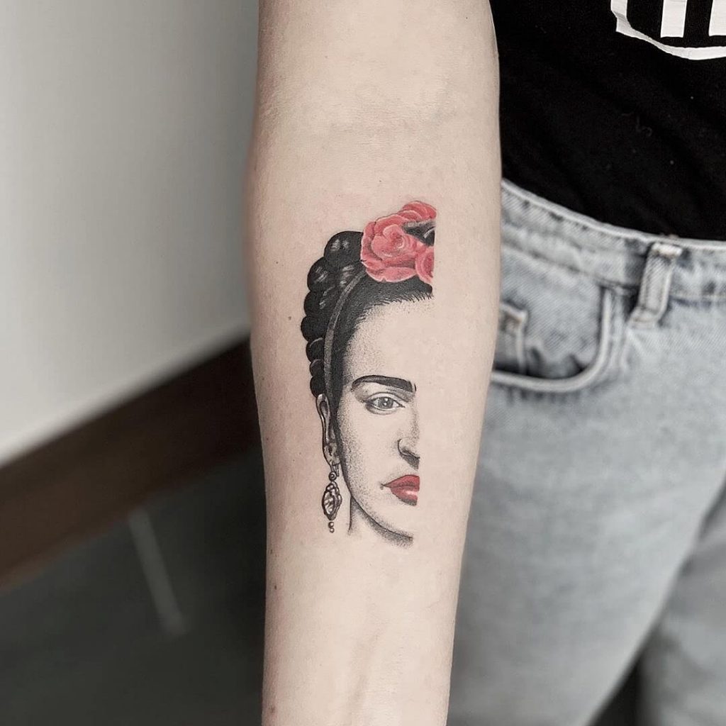 Half Frida Kahlo Tattoo