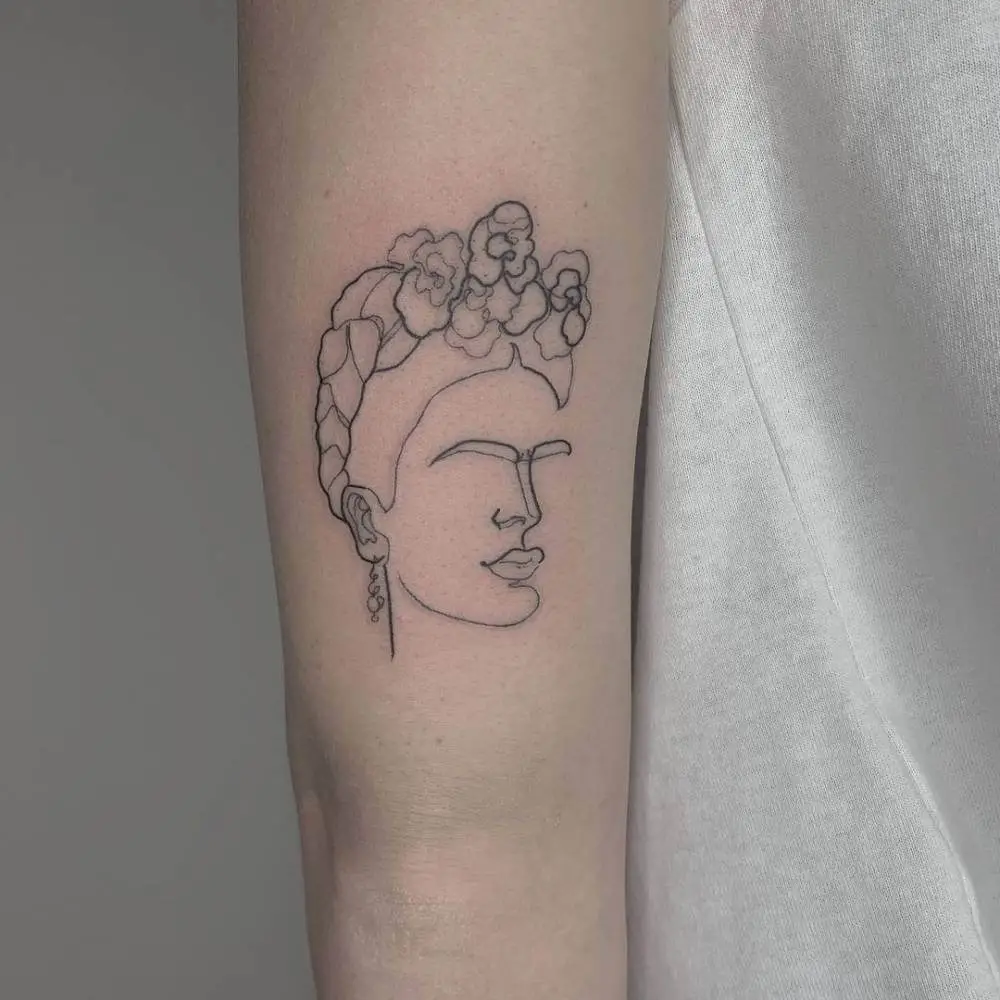 Outline Frida Kahlo Tattoo 2 80+ Famous Frida Kahlo Tattoo Designs (Inspirational, Meaningful And Meaningless)
