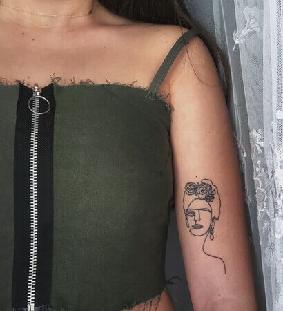 Outline Frida Kahlo Tattoo 7 80+ Famous Frida Kahlo Tattoo Designs (Inspirational, Meaningful And Meaningless)