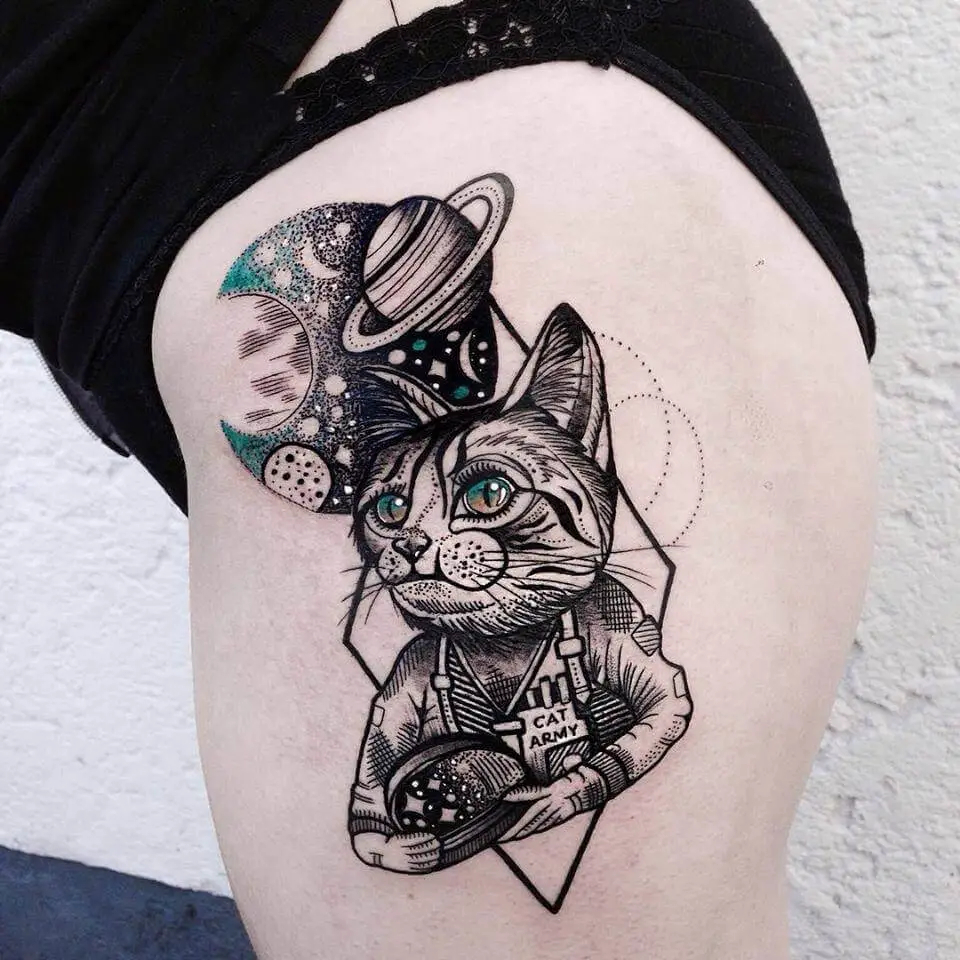 Space Cat Tattoo 1 50+ Space Tattoo Design Ideas (For Men & Women): Meaning And Meaning Of The Tattoo