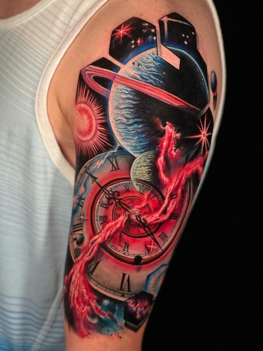 Space Clock Tattoo 2 50+ Space Tattoo Design Ideas (For Men & Women): Meaning And Meaning Of The Tattoo