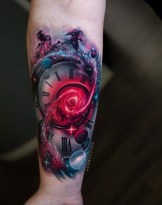 Space Clock Tattoo 4 50+ Space Tattoo Design Ideas (For Men & Women): Meaning And Meaning Of The Tattoo