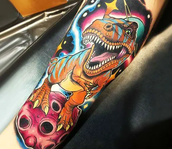 Space Dinosaur Tattoo 4 50+ Space Tattoo Design Ideas (For Men & Women): Meaning And Meaning Of The Tattoo