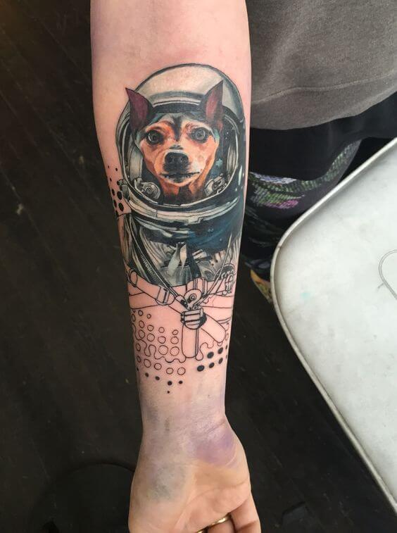 Space Dog Tattoo 2 50+ Space Tattoo Design Ideas (For Men & Women): Meaning And Meaning Of The Tattoo