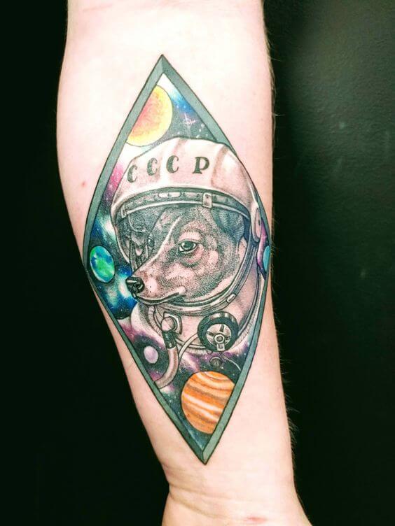 Space Dog Tattoo 4 50+ Space Tattoo Design Ideas (For Men & Women): Meaning And Meaning Of The Tattoo