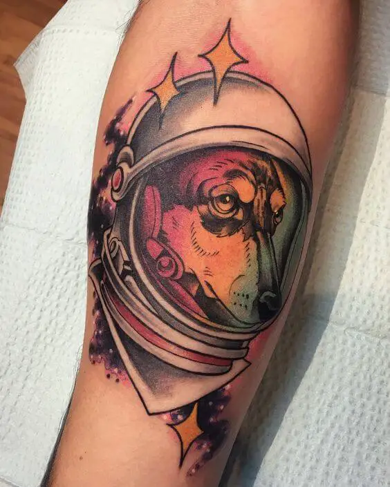 Space Dog Tattoo 6 50+ Space Tattoo Design Ideas (For Men & Women): Meaning And Meaning Of The Tattoo