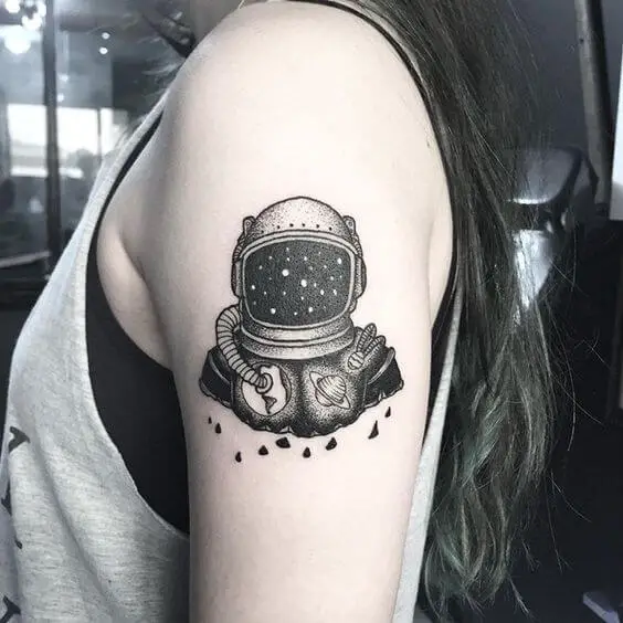 Space Helmet Tattoo 1 50+ Space Tattoo Design Ideas (For Men & Women): Meaning And Meaning Of The Tattoo
