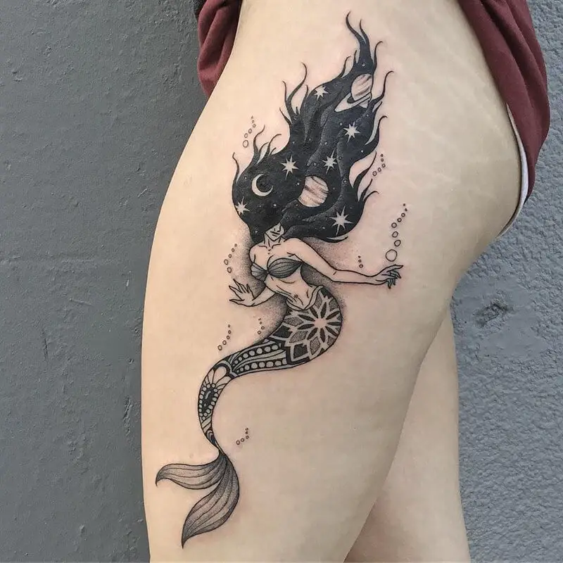 Space Mermaid Tattoo 2 50+ Space Tattoo Design Ideas (For Men & Women): Meaning And Meaning Of The Tattoo