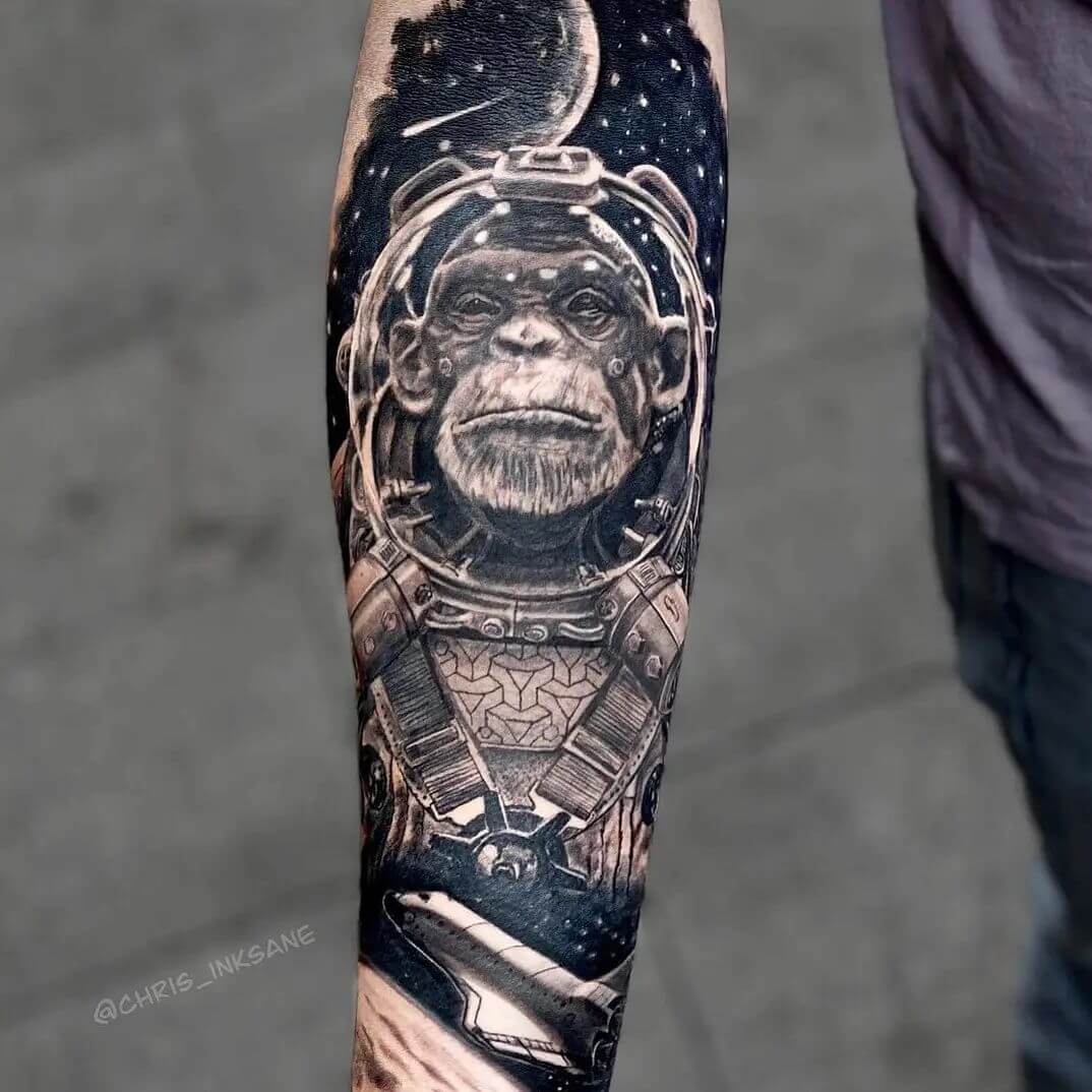 Space Monkey Tattoo 2 50+ Space Tattoo Design Ideas (For Men & Women): Meaning And Meaning Of The Tattoo