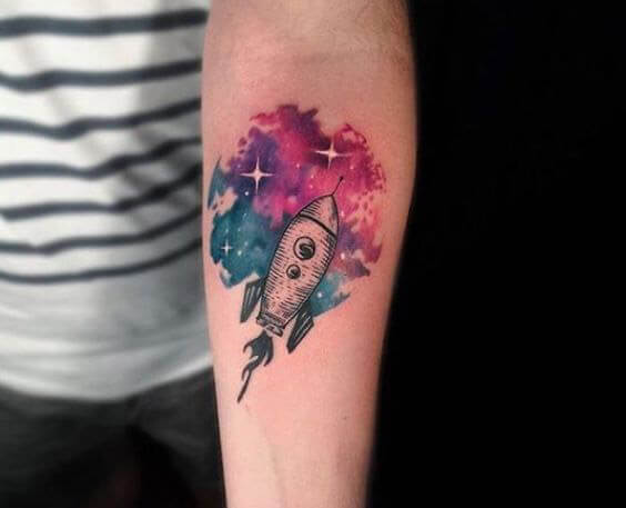 Space Rocket Tattoo 2 1 50+ Space Tattoo Design Ideas (For Men & Women): Meaning And Meaning Of The Tattoo