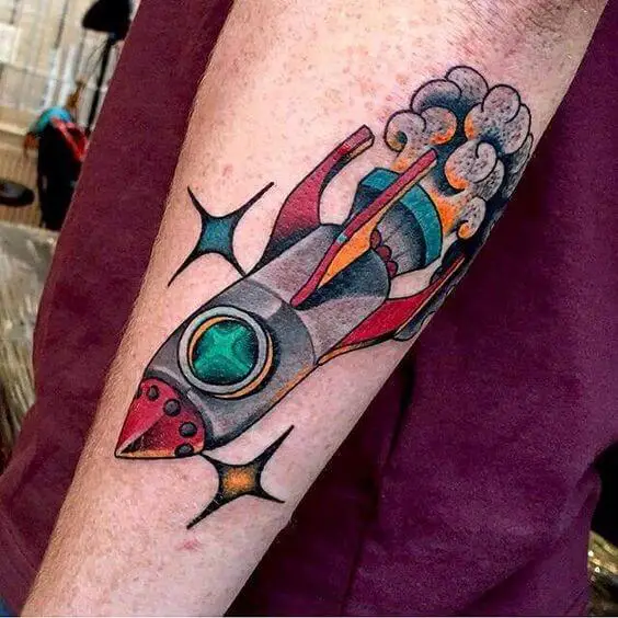 Space Rocket Tattoo 5 50+ Space Tattoo Design Ideas (For Men & Women): Meaning And Meaning Of The Tattoo