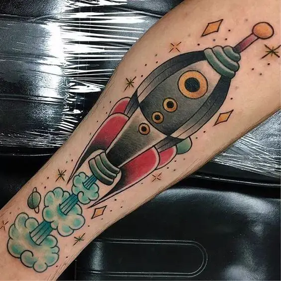 Space Rocket Tattoo 6 50+ Space Tattoo Design Ideas (For Men & Women): Meaning And Meaning Of The Tattoo
