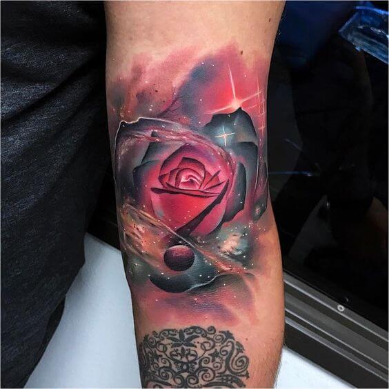Space Rose Tattoo 2 50+ Space Tattoo Design Ideas (For Men & Women): Meaning And Meaning Of The Tattoo